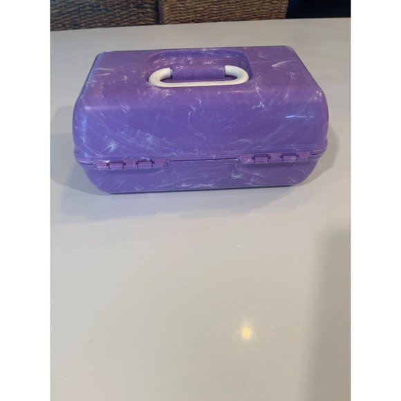 Vintage Purple Marbled Plastic Carry Case With Handle & Latch Closure - Picture 5 of 12